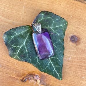 Sterling Silver and Fluorite Rectangular Crystal Pendant